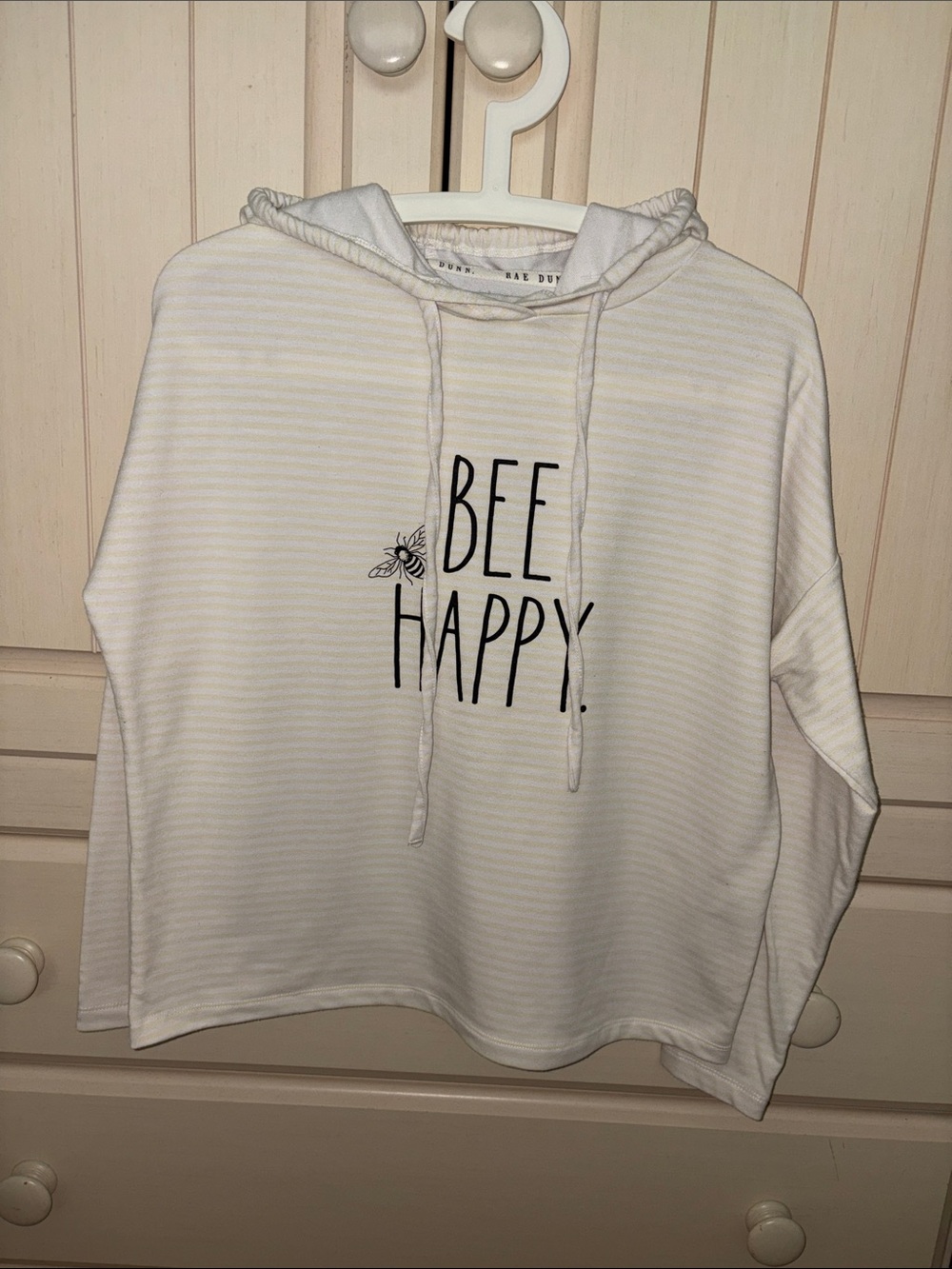 Rae Dunn Bee Happy Striped Long Sleeve Hoodie